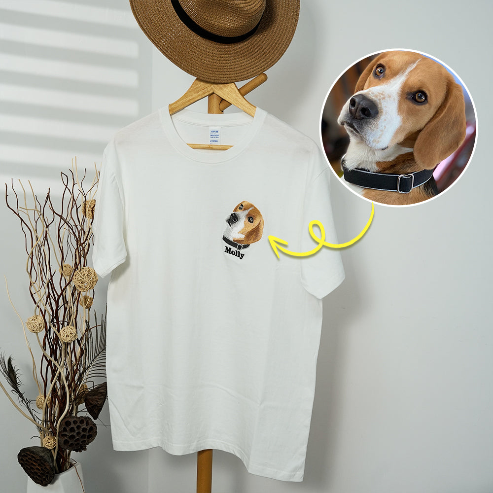 Custom Premium Handcrafted Pet Photo Embroidery T-shirt Sweatshirt Hoodie