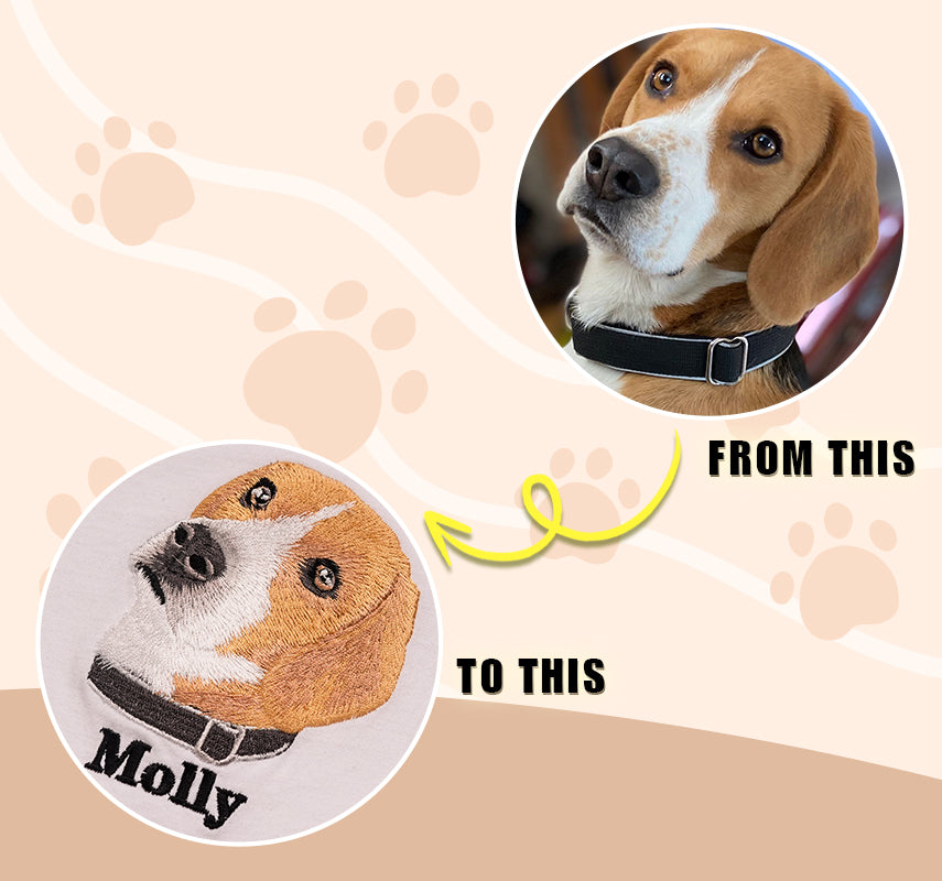 Custom Premium Handcrafted EMBROIDERED Pet Sweatshirt Using Pet Photo + Name