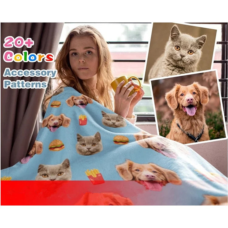 Customized Face Blankets Personalized Pet Photo Blanket Dog Blanket