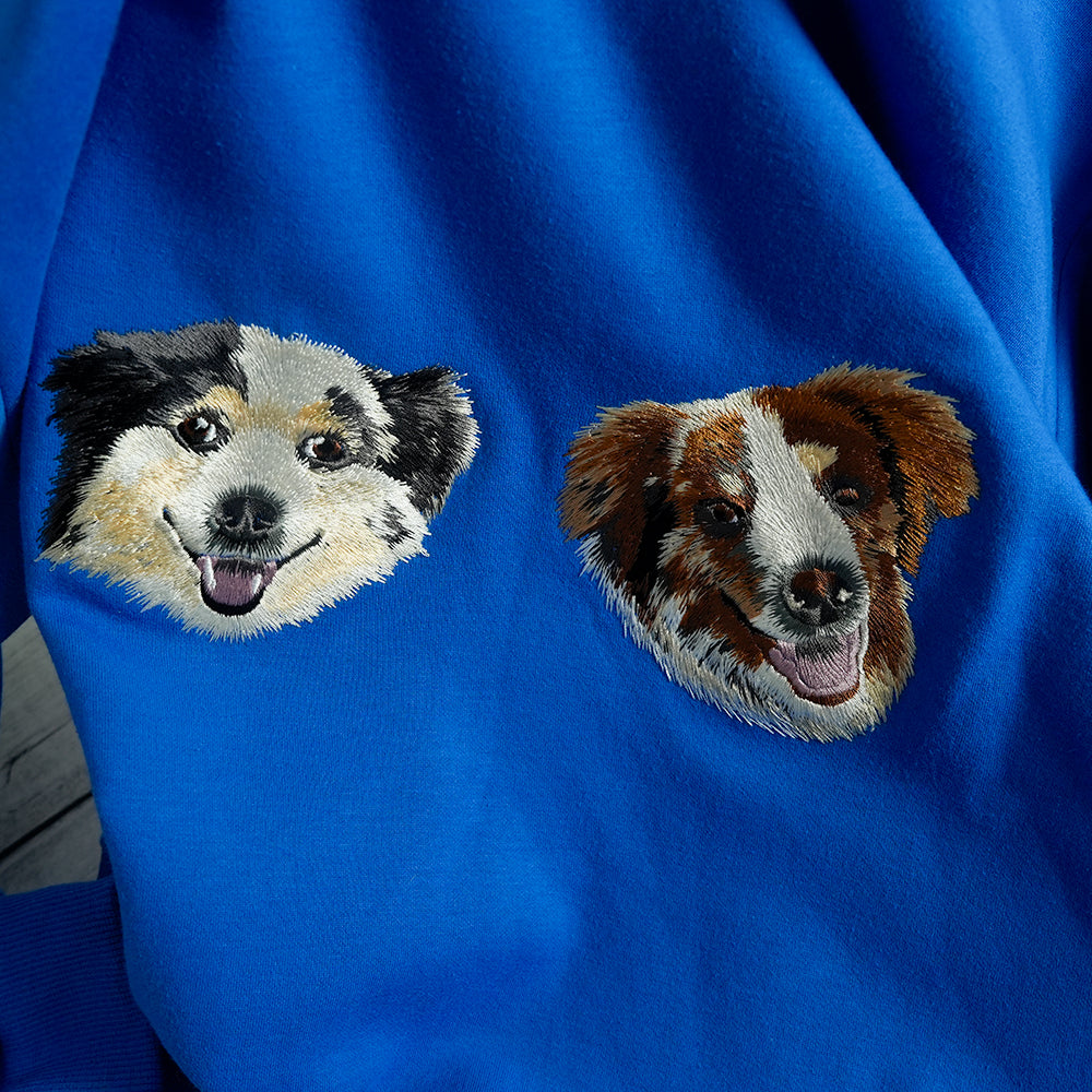Custom Premium Handcrafted Pet Photo Embroidery T-shirt Sweatshirt Hoodie