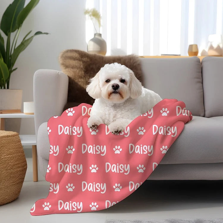 Custom Blanket for Dog Puppy Name Blanket Cat Plush Blanket Dog Name Blanket