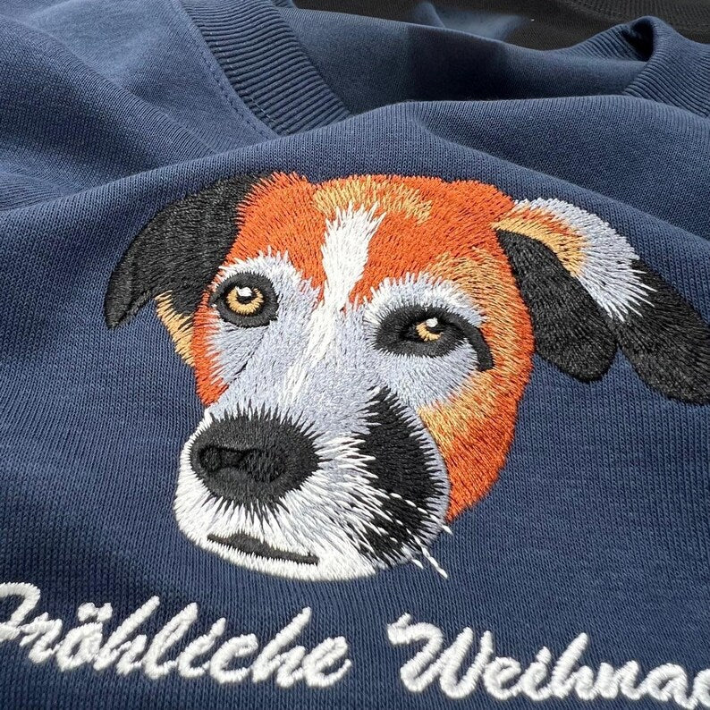 Custom Premium Handcrafted EMBROIDERED Pet Sweatshirt Using Pet Photo + Name