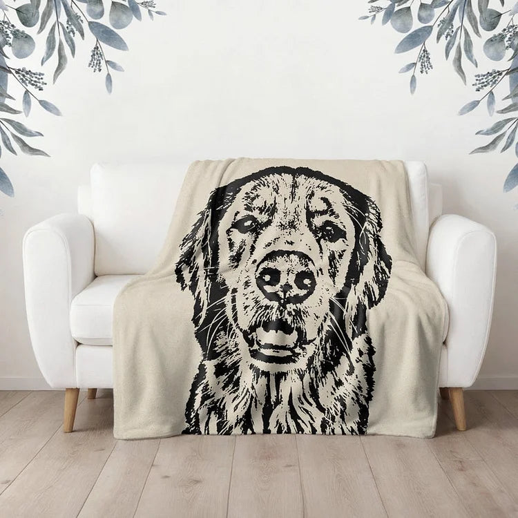 Custom Pet Throw Blanket Dog Portrait Blanket