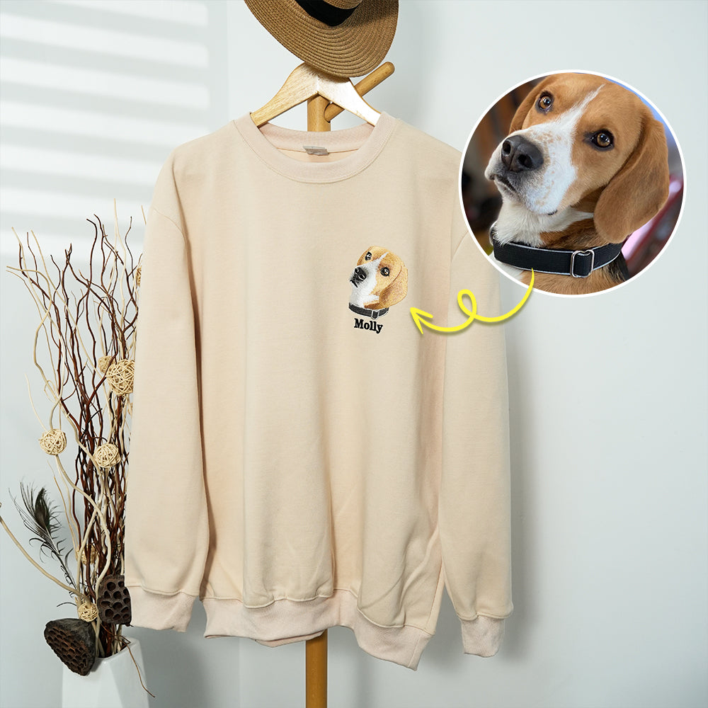 Custom Premium Handcrafted Pet Photo Embroidery T-shirt Sweatshirt Hoodie