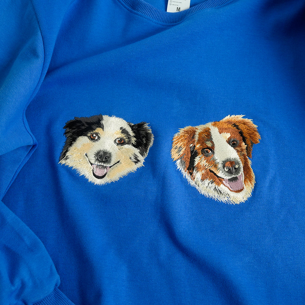 Custom Premium Handcrafted Pet Photo Embroidery T-shirt Sweatshirt Hoodie