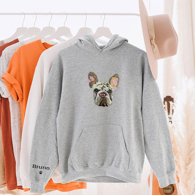 Personalized Pet Portrait Embroidery Sweatshirt Hoodie