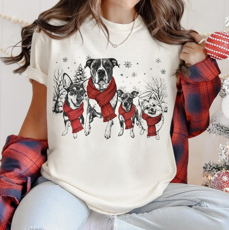 Custom Multi Pet Christmas Sweatshirt with Photo & Name Printed