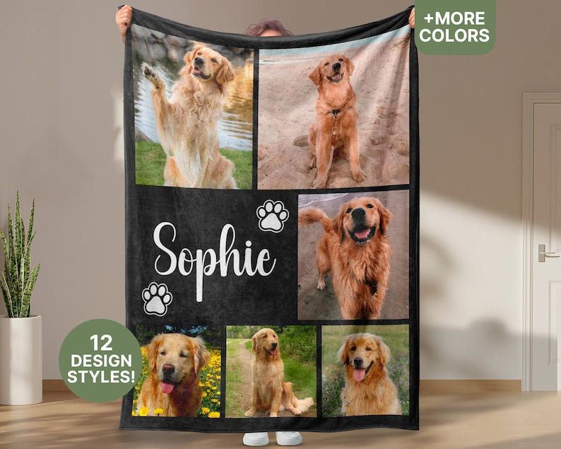 Personalized Dog and Cat Photo Blanket-Memorial Keepsake Gift