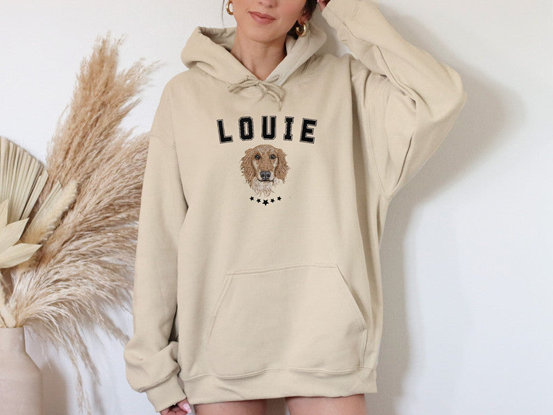 Personalized Dog Portrait Embroidered Hoodie Sweatshirt, Pet Face Shirt