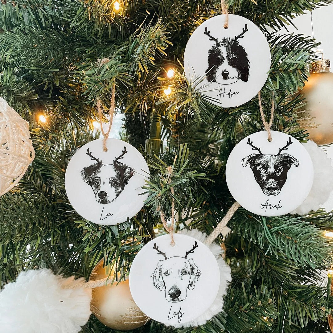 Custom Pet Portrait Ceramic Christmas Ornament