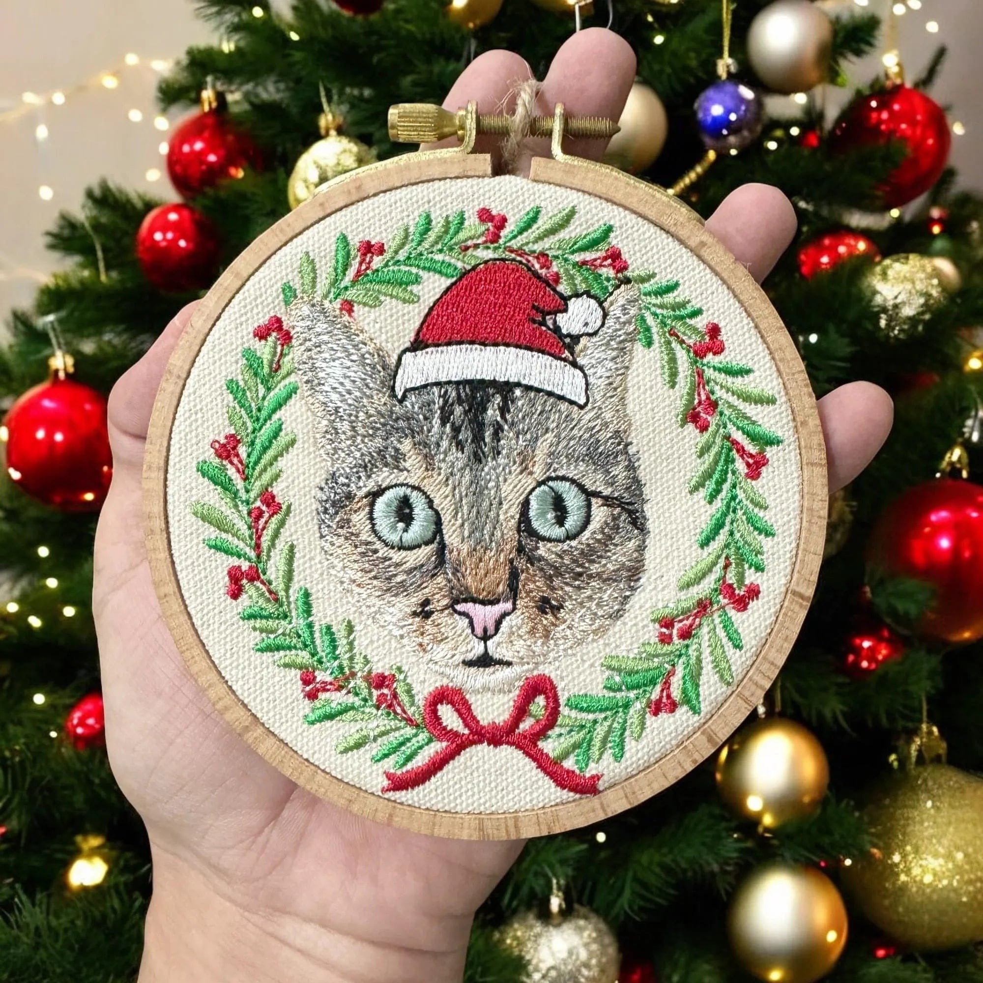 Personalized Embroidered Pet Picture Christmas Ornament