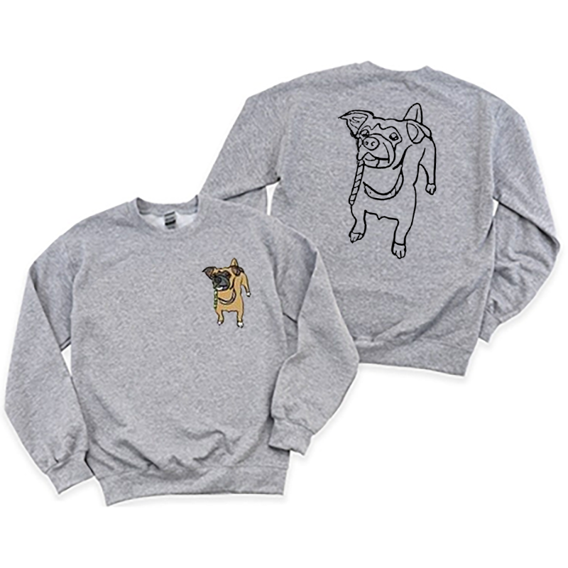 Custom Embroidered Pet Full Body Embroidery on the Front and Back of Sweatshirt Hoodie