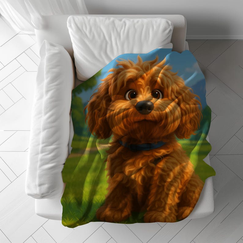 Personalized Pixar Style Pet Portrait Memorial Blanket