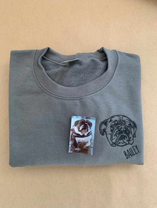 Custom Embroidered Pet Face Sweatshirt,Tee,Hoodie