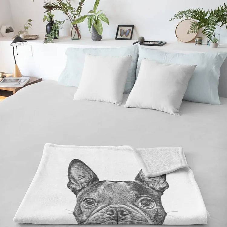 Custom Pet Pen Art Portrait Blanket Personalized Dog Photo Throw Blanket