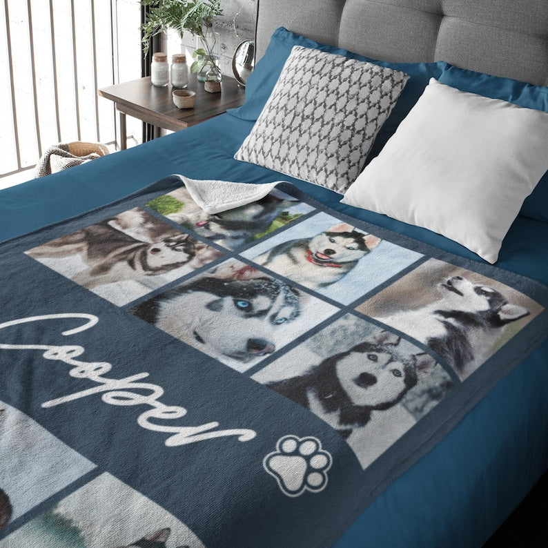 Personalized Dog and Cat Photo Blanket-Memorial Keepsake Gift