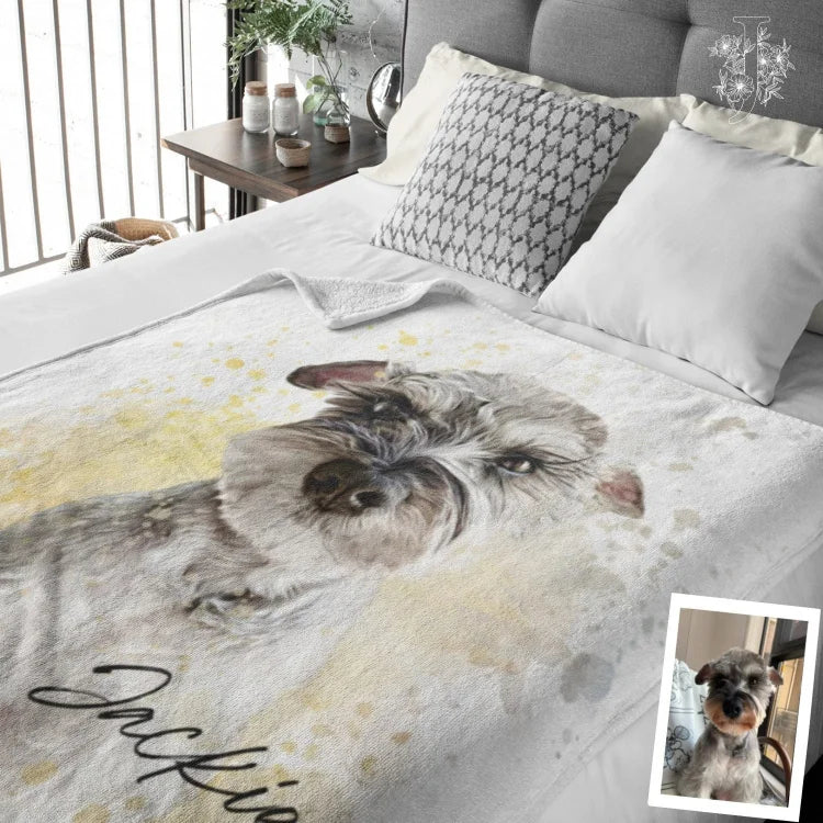 Custom Pet Portrait Blanket Personalized Dog Photo Throw Blanket