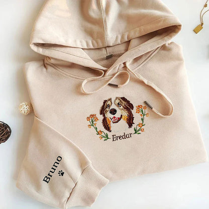 Personalized Pet Portrait Embroidery Sweatshirt Hoodie T-shirt