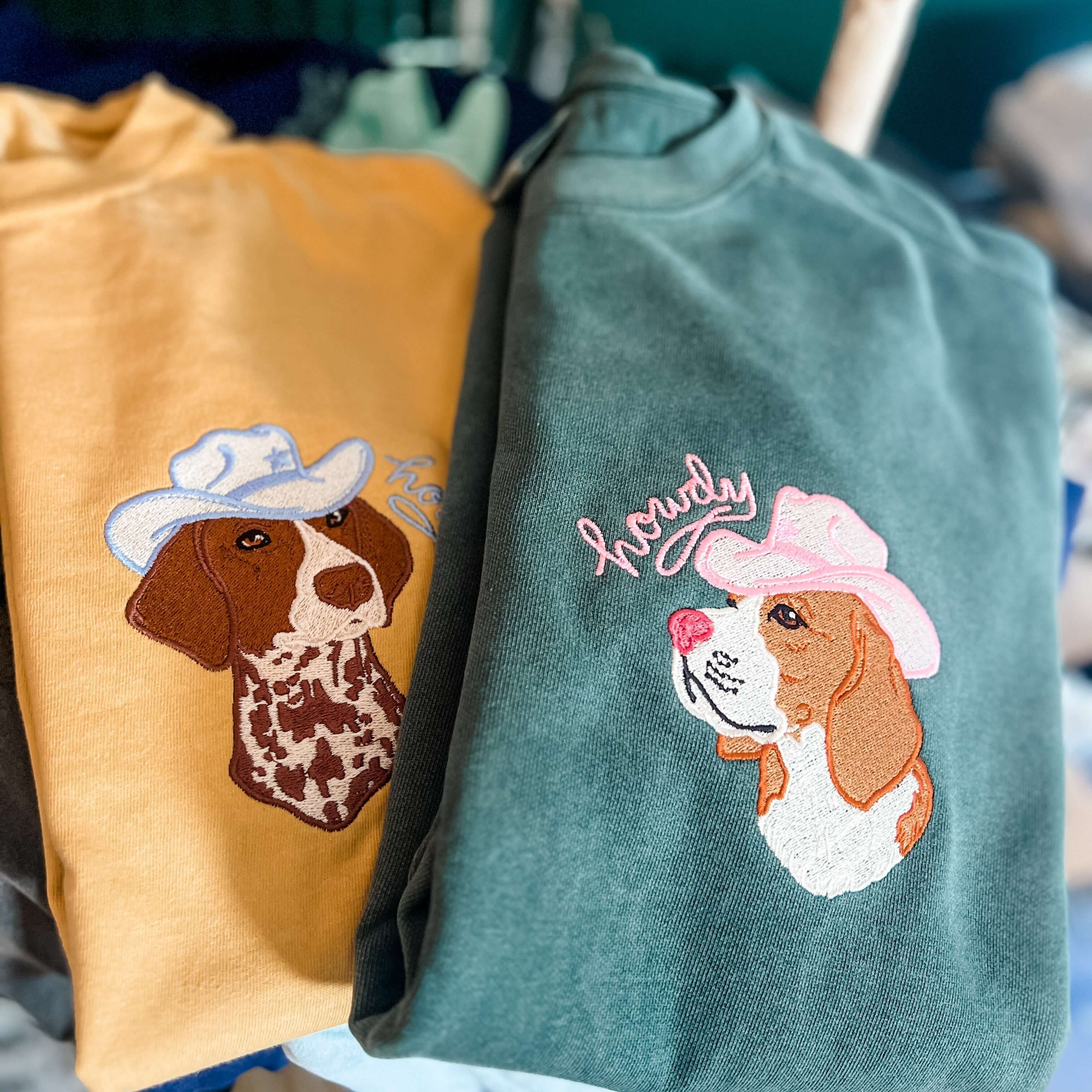 🐱🐶🤠Pet Portrait Embroidery – Custom Hat-Wearing Pet Embroidery on T-shirt, Sweatshirt, or Hoodie