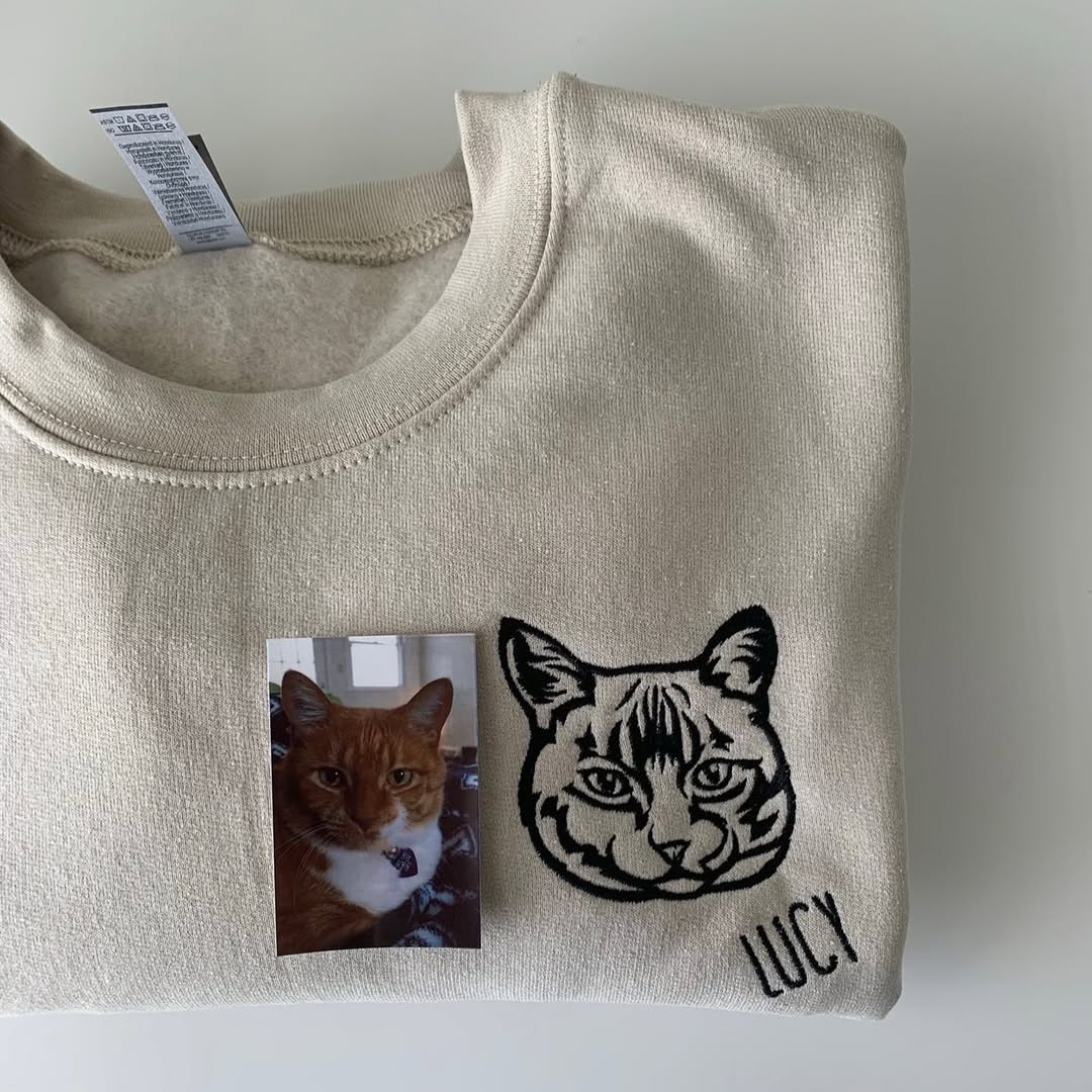 Custom Embroidered Pet Face Hoodie,Tee,Sweatshirt