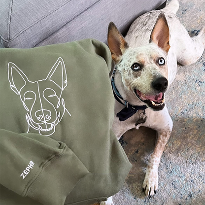 Custom Pet Photo Outline Embroidered Hoodie Crewneck T-shirt