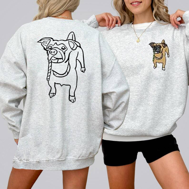 Custom Embroidered Pet Full Body Embroidery on the Front and Back of Sweatshirt Hoodie