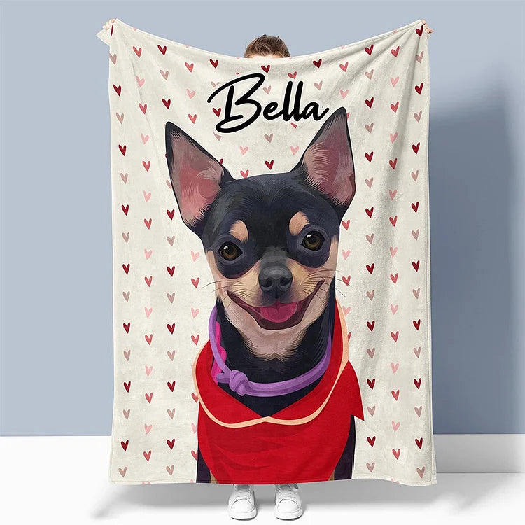 Custom Hand Drawn Pet Portrait Blanket