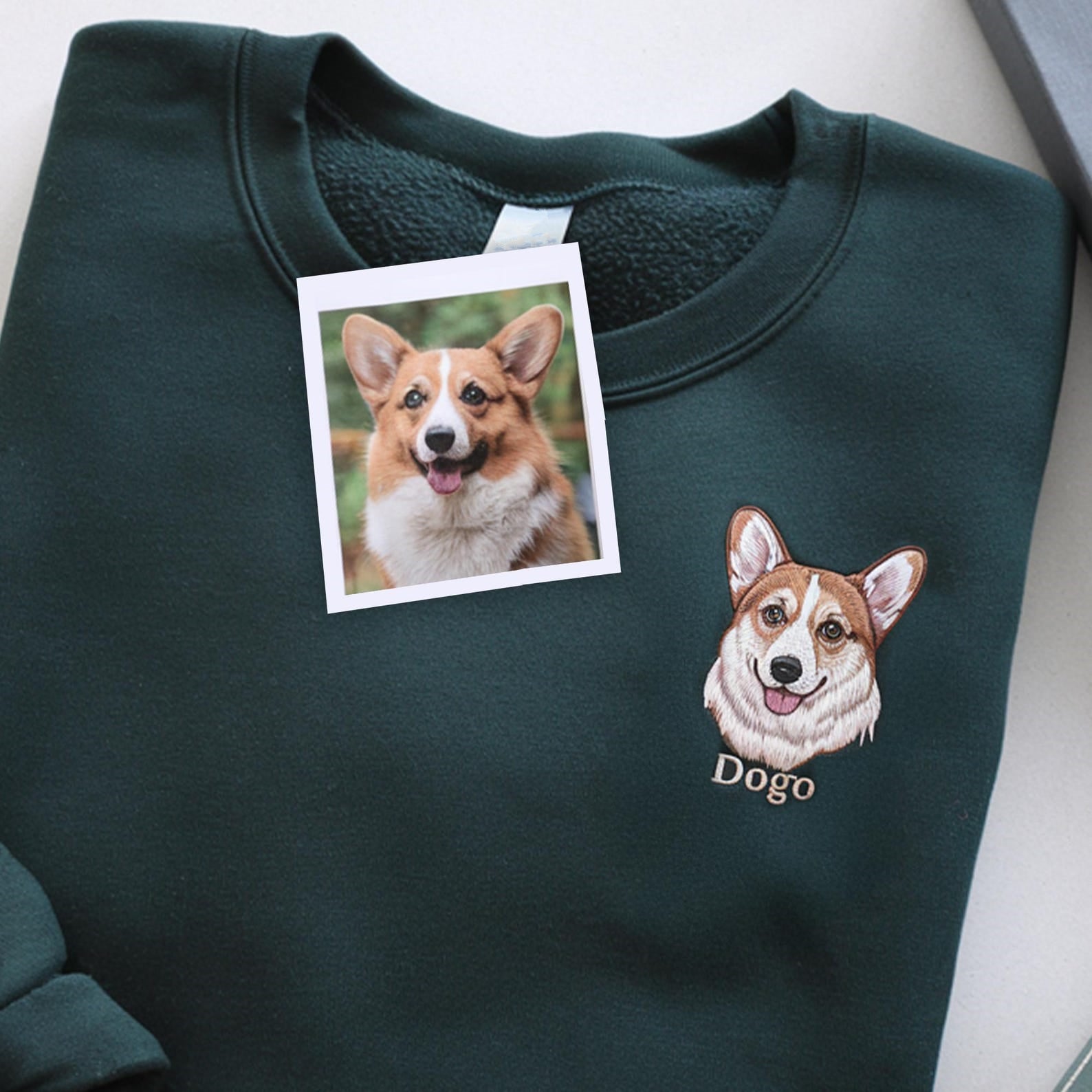 Custom Embroidered Dog Portrait Photo Sweatshirt | Gifts For Pet Lovers