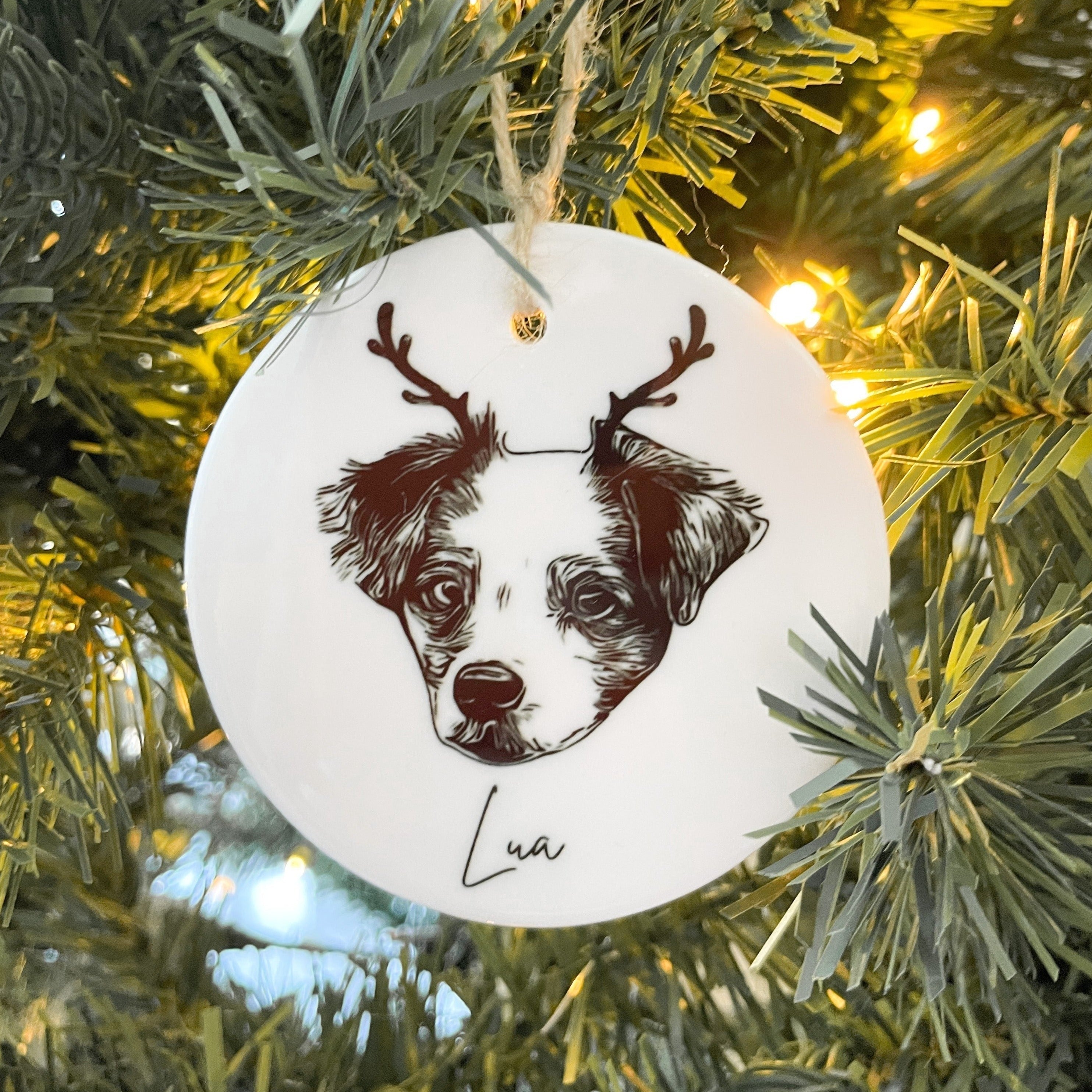 Custom Pet Portrait Ceramic Christmas Ornament