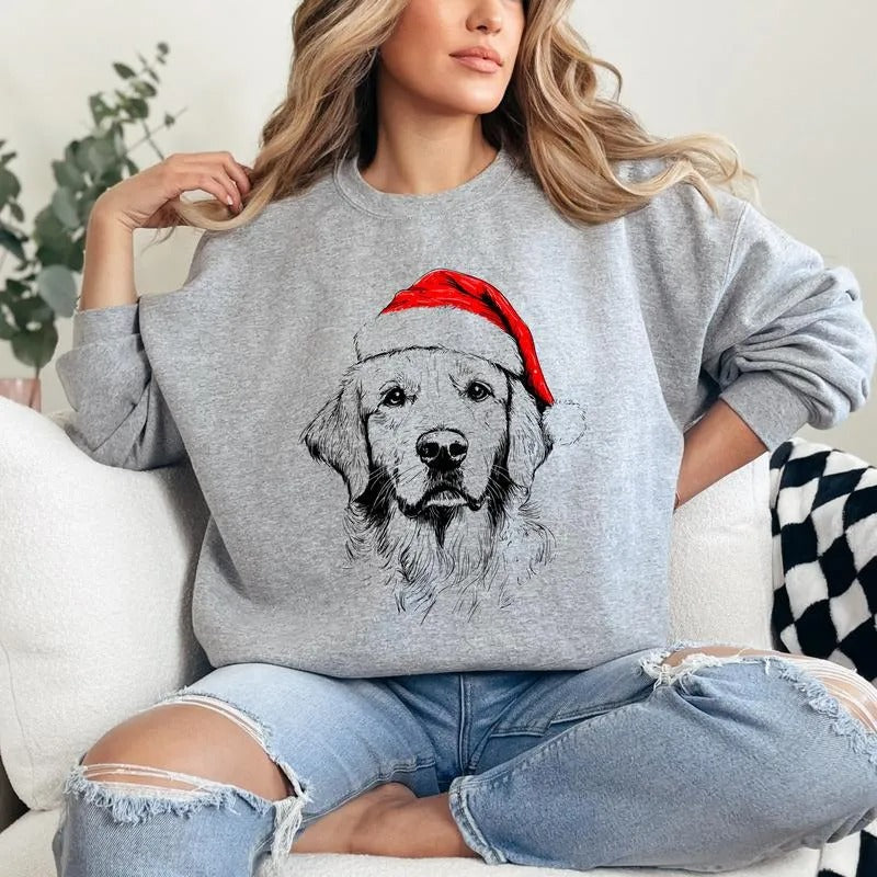 Custom Pet Christmas Sweatshirt - Personalized Dog/Cat Santa Hat Graphic Hoodie | Black Friday Sale